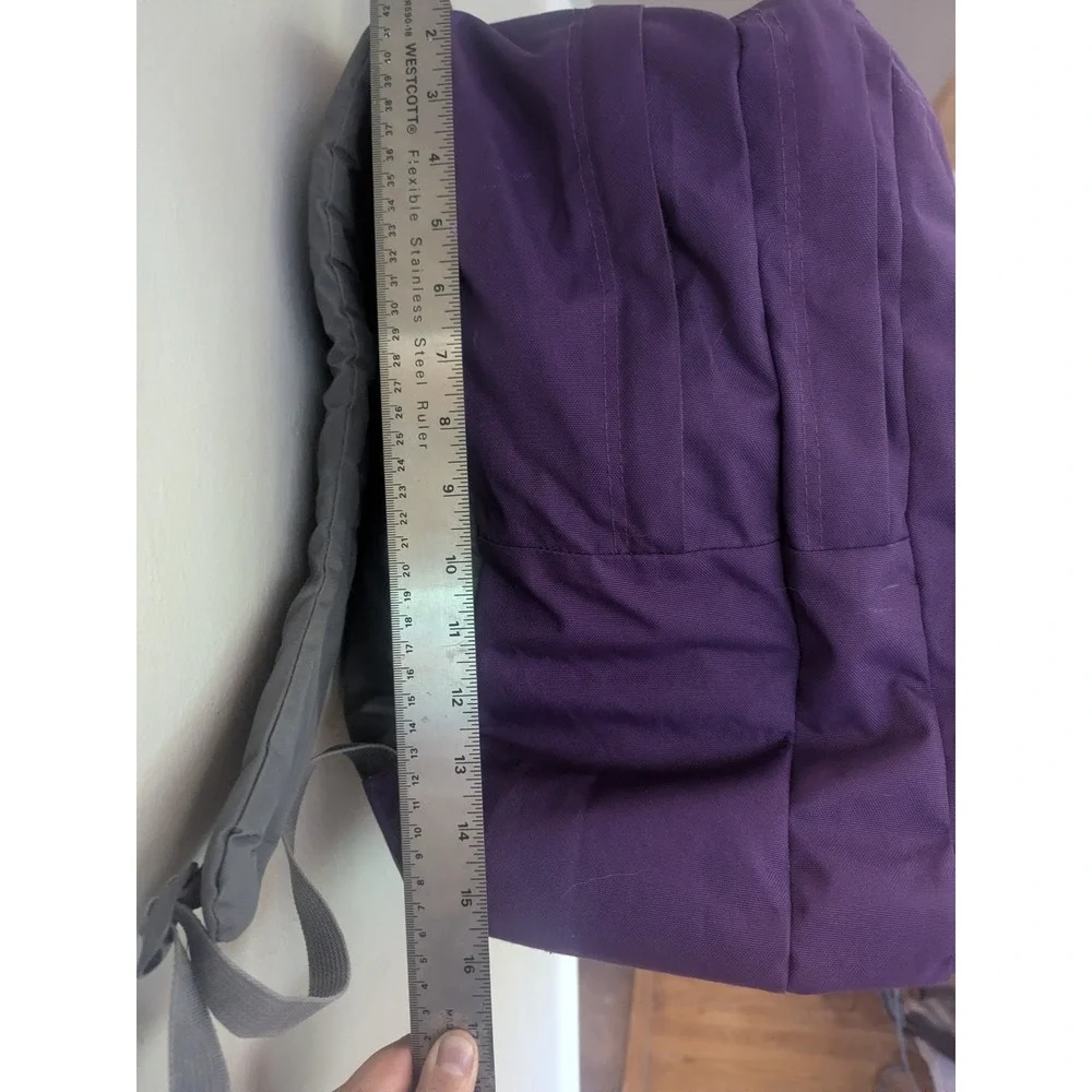 JanSport Purple Backpack Bookbag School Travel Daypack Gray Straps Zip Pockets